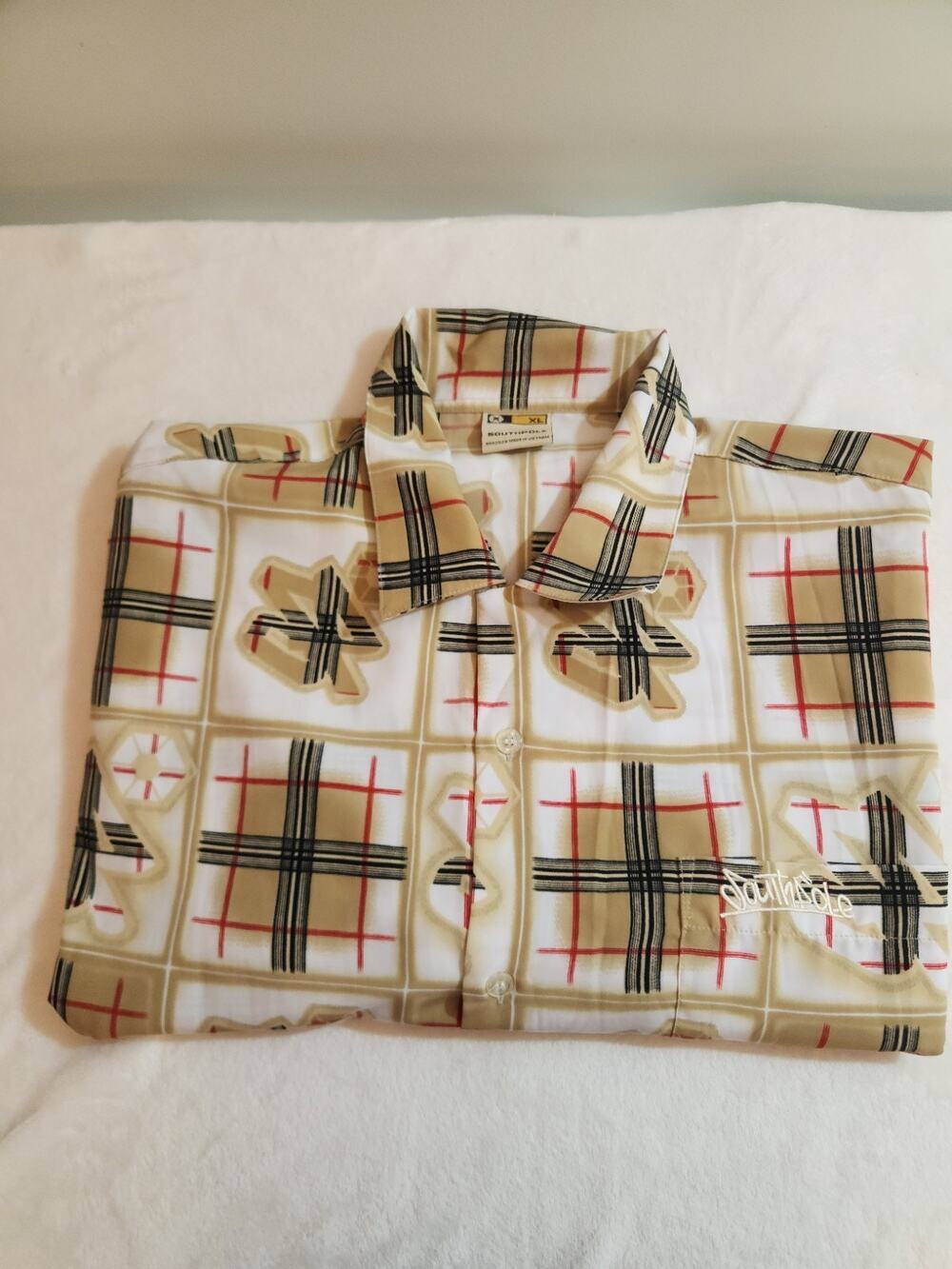 Southpole Shirt Mens XL Yellow Plaid Logo Long Sleeve 90s Skate Street Urban R&B